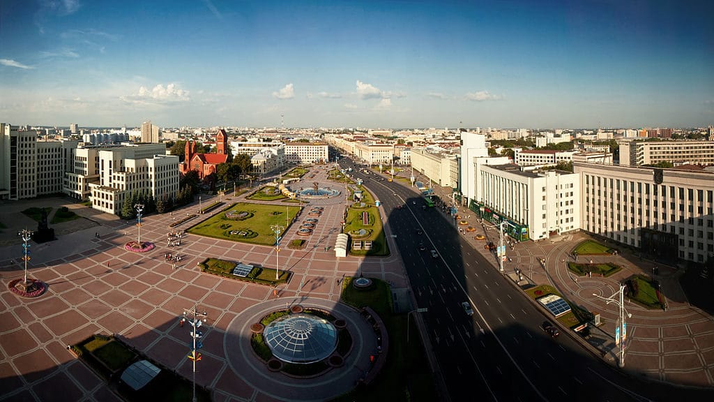 Independence square and avenue in Minsk