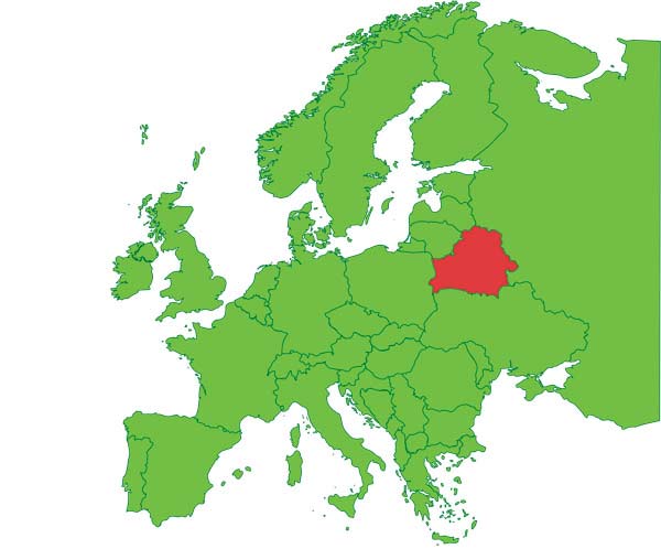 Map of Europe and Belarus
