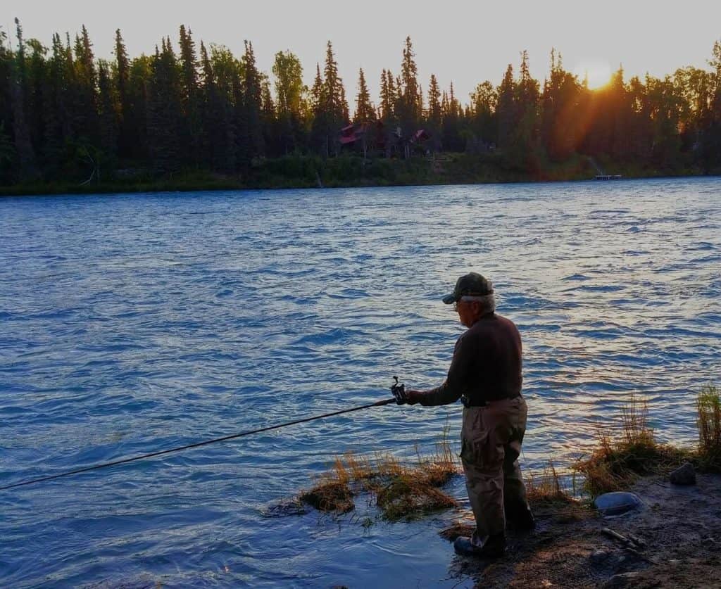 fisherman fishing fish with spinning