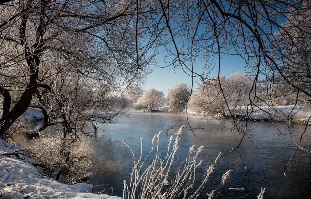 Winter on the river in Belarus