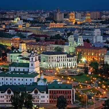 minsk panorama on sunrise