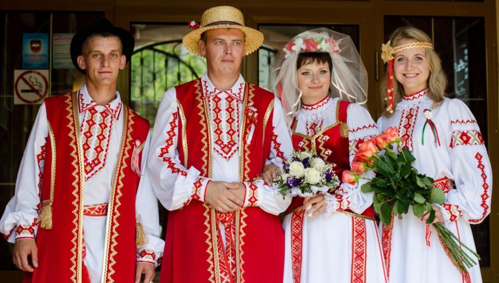 People in traditional clothes, folk festivals in Belarus