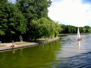 Sailing ship on the Augustow Canal in Belarus