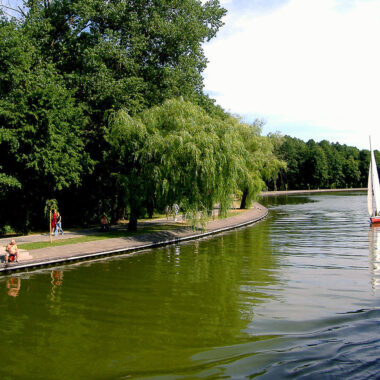 Sailing ship on the Augustow Canal in Belarus