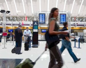 Foreign travelers in the airport in Belarus