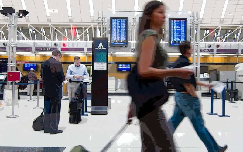 Foreign travelers in the airport in Belarus