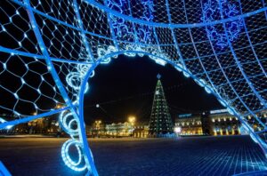 October square in winter, Minsk