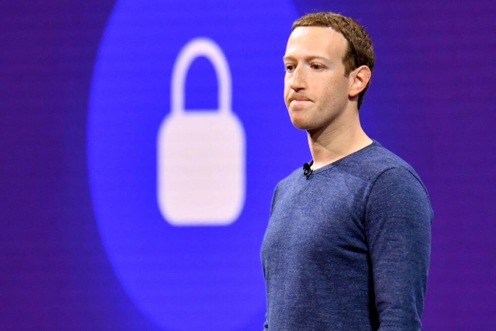 Mark Zuckerberg on a presentation after another privacy protection breach of Facebook