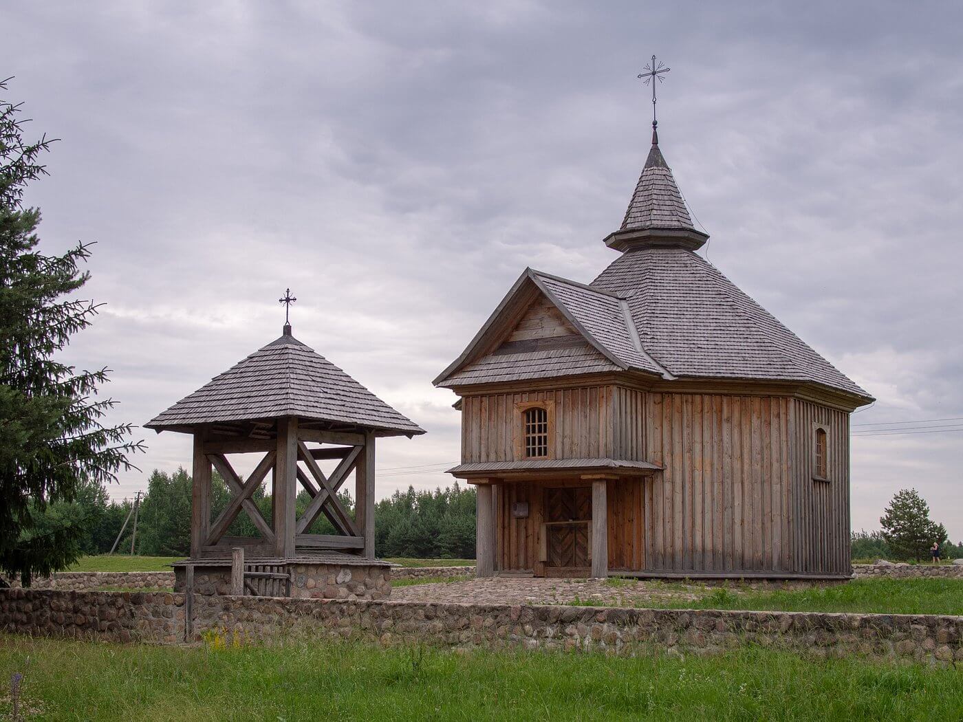 Strochitsy Rural Life outdoor museum in Belarus, wooden houses